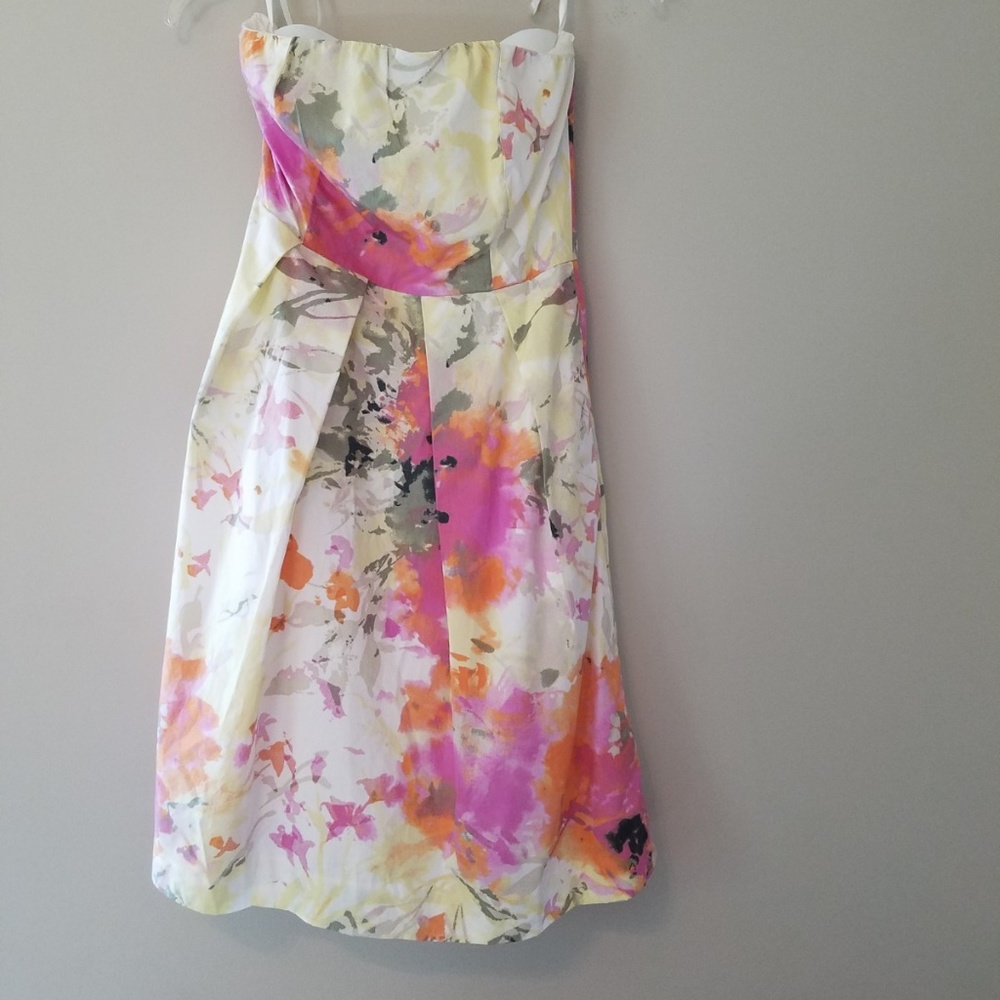 J Crew Lorelei Floral Strapless Dress Yellow Party